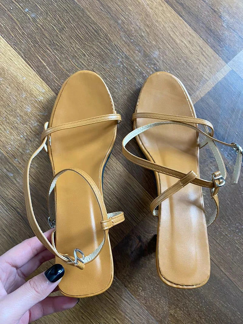 Futurecen 2024 New Summer Ladies Sandals Shoes Fashion Party Dress Ankle Strap Open Toe Thin Heels Women  Female  Pumps