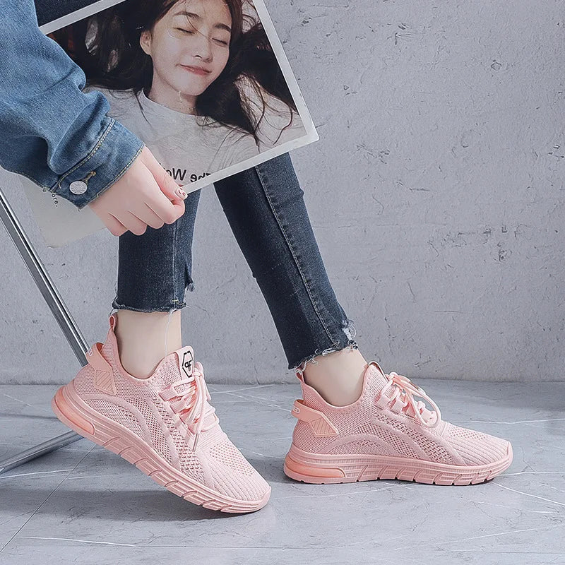 Spring New Women's Shoes Sneakers Korean Style Breathable Sports Casual Shoes Women Solid Color Air Mesh Woman Shoe