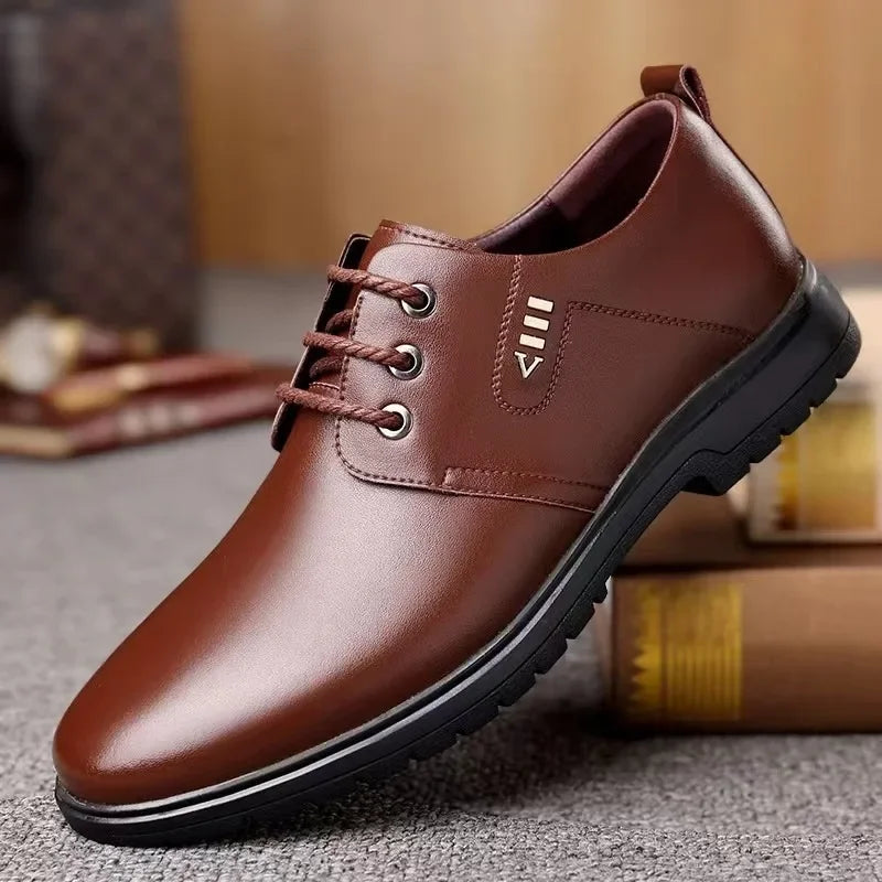 Futurecen  -  Men Dress Shoes Fashion Business Office Formal Shoes High Quality Leather Wedding & Party Comfy Lace-up Men Shoes