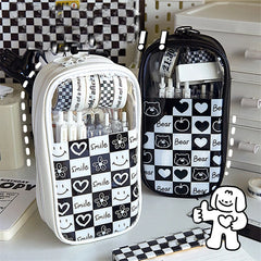 Futurecen Pencil Case Transparent Lapicera Estuche Escolar Chessboard Grid Pencils Box Cases Kawaii Back To School Girls Cute Bags Piórnik