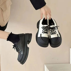 Futurecen  -  New Vintage Round Toe Thick Sole Women's Shoe Lacing Platform Loafers Kawaii Casual Mary Jane High Heels Girl