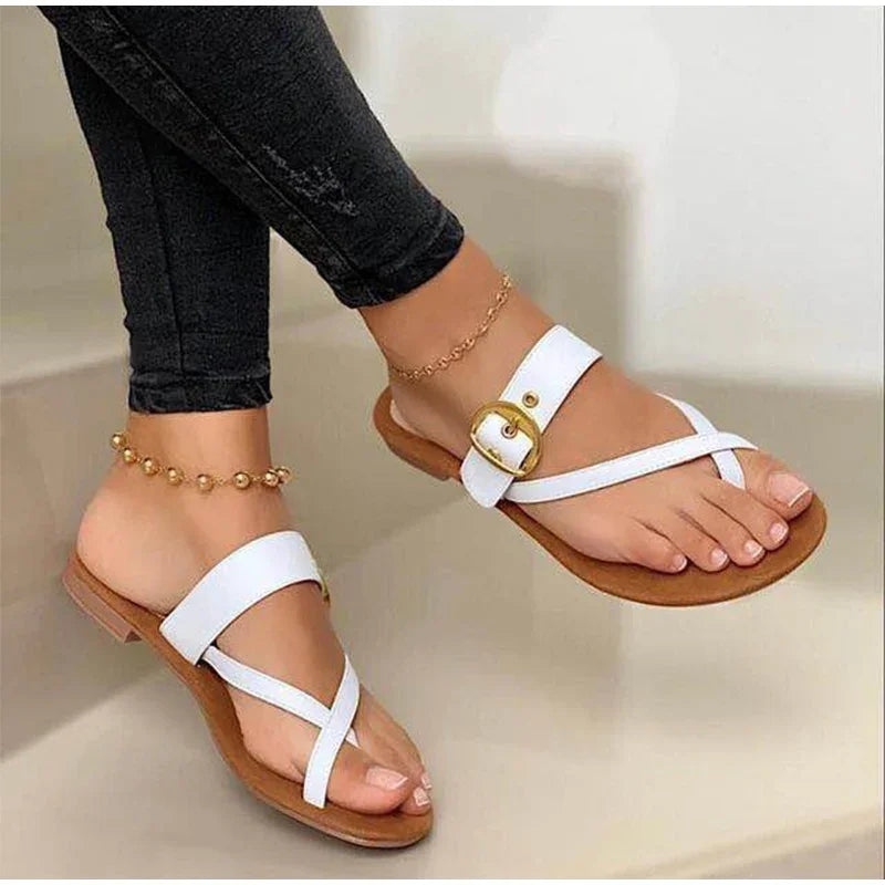 Futurecen Fashion Slippers For Women Clip Toe Summer Buckle Sandals Casual Ladies Beach Shoes Woman Flip Flops Female 2024 Square Heels