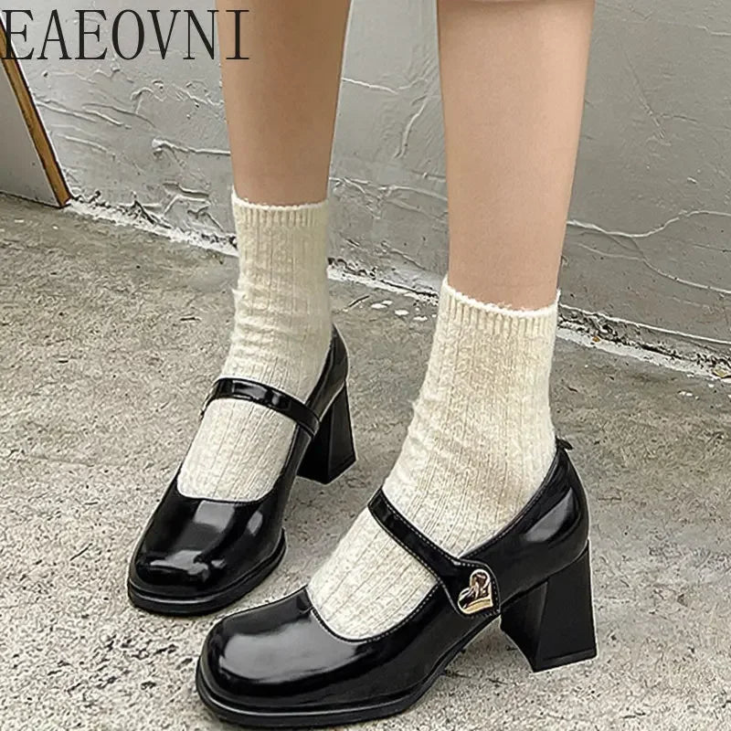 Futurecen 2024 New Mary Jane Shoes Women's Shoes Women Thick Heels Buckle Lolita Shoes School Uniform Student Girls Leather Shoes