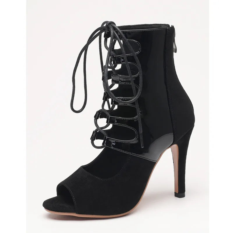 Women New Fashion Heels Comfort Lace-up Boot Stilettos Jazz Dance Women's shoes Sexy Stilettos Plus Size