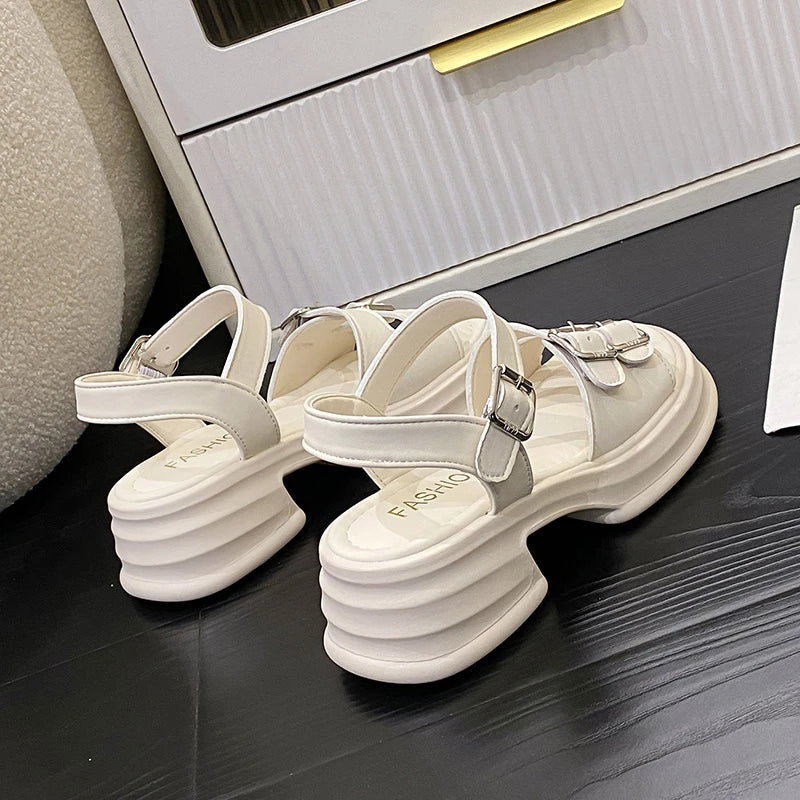 Futurecen 2024 Women Sandals Beach Shoes for Women Summer Heels All-Match Med Clogs Wedge Sandal Girls Medium Platform Sandal Outside