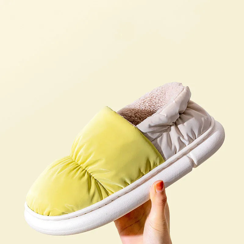 Comwarm Winter Toast Women Slippers Warm Plush Cotton Slippers Indoor Home Non-Slip Thick Sole Furry Shoes For Couples New