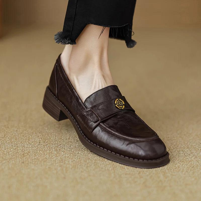 Futurecen Woman Loafers Round Toe Flats Sheepskin Slip On Women Flats Simple Style Daily Shoes Lady Footwear Spring Autumn Women Flats