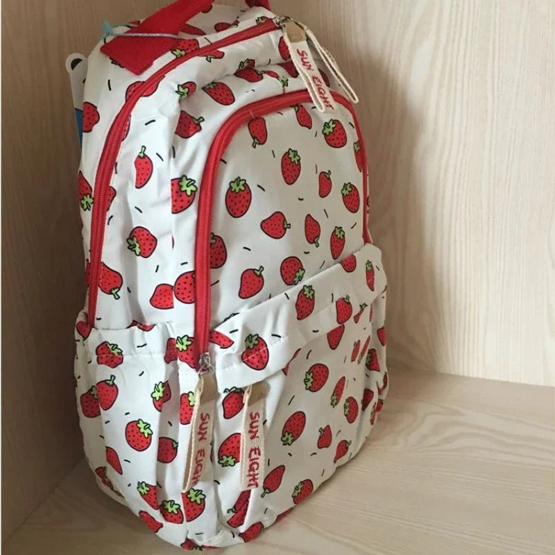 Futurecen High-capacity Women All Match Backpack Kawaii Cute Strawberry Print Students Schoolbags   Harajuku Sweet Chic Backpacks