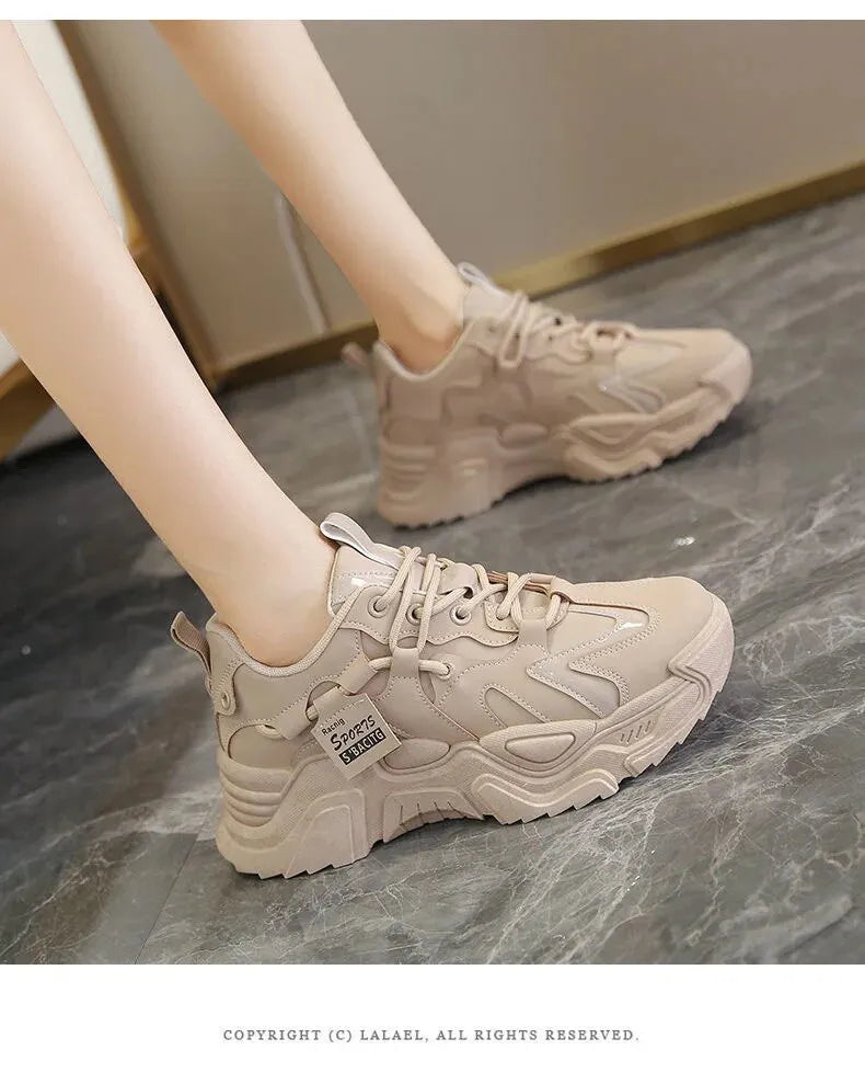 Dad Shoes Women's Spring and Autumn New Women's Shoes All-match Thick-soled White Sneakers Fashion Casual Shoes