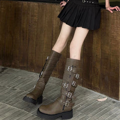 Futurecen New High Women Boots Fashion Metal Decoration Knee High Boots 2024 Female Spring Autumn Girl's Knight Boots Shoes