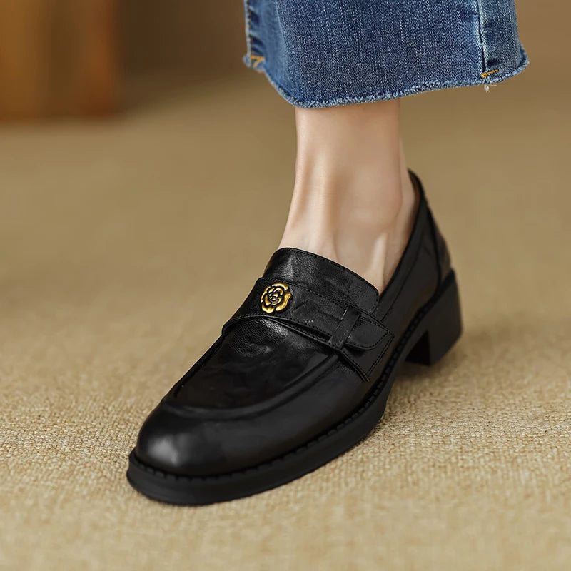 Futurecen Woman Loafers Round Toe Flats Sheepskin Slip On Women Flats Simple Style Daily Shoes Lady Footwear Spring Autumn Women Flats