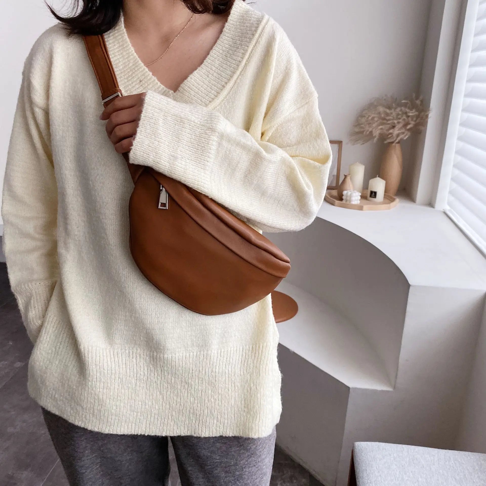 Futurecen Casual Waist Bag Women Chest Bag Shoulder Bags Female PU Leather Belt Bags Female  Fanny Pack