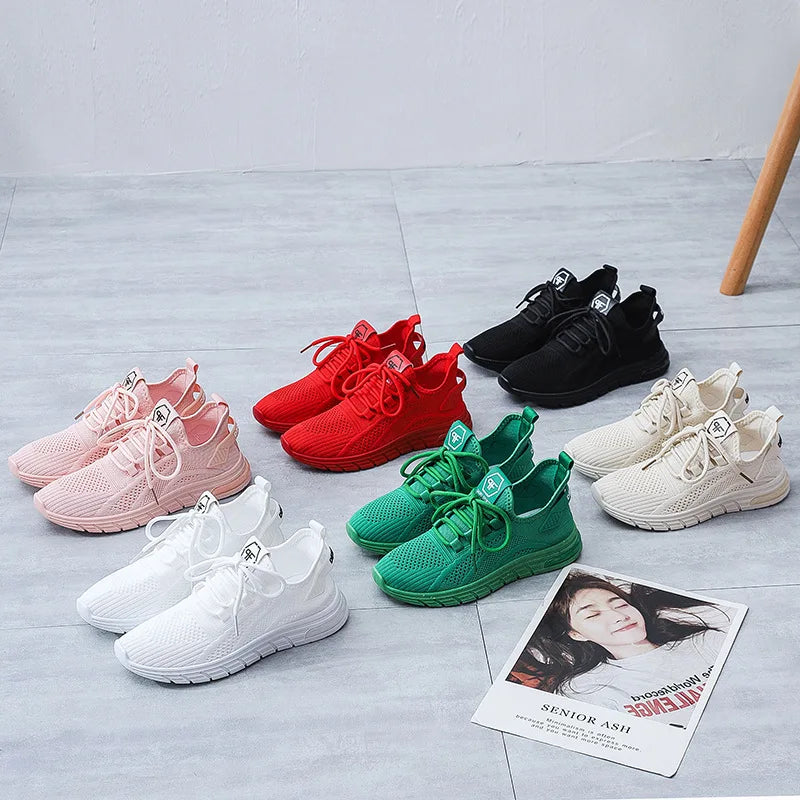 Spring New Women's Shoes Sneakers Korean Style Breathable Sports Casual Shoes Women Solid Color Air Mesh Woman Shoe