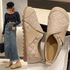 Futurecen  -  Grandma Shoes Casual Female Sneakers Soft Shallow Mouth Dress Flats Loafers Down Cloth Autumn Winter Women's Shoes