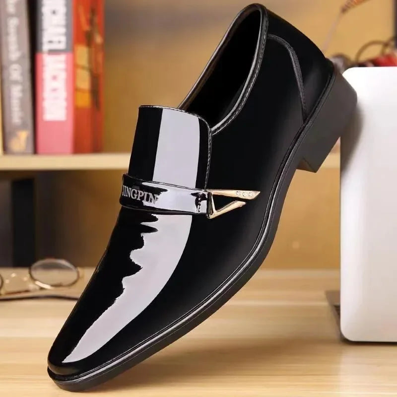 Futurecen  -  Men’s Dress Shoes Patent Leather Wedding Loafers Metal Decoration Casual  Loafer Oxford Formal Shoes for Successful Men's Shoes