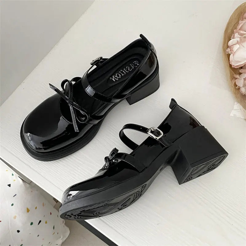 Futurecen College Mary Jane Shoes Women's College JK Uniform Shoes Kawaii black Lolita Shoes Y2K Women's Thick Bottom Small Leather Shoes