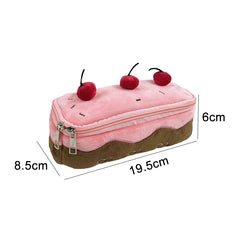 Futurecen  -  Plush Cherry Cake Pencil Case Estuches Escolares Pencil Pouch Large Capacity Kalemlik Trousse School Supplies Pencilcase