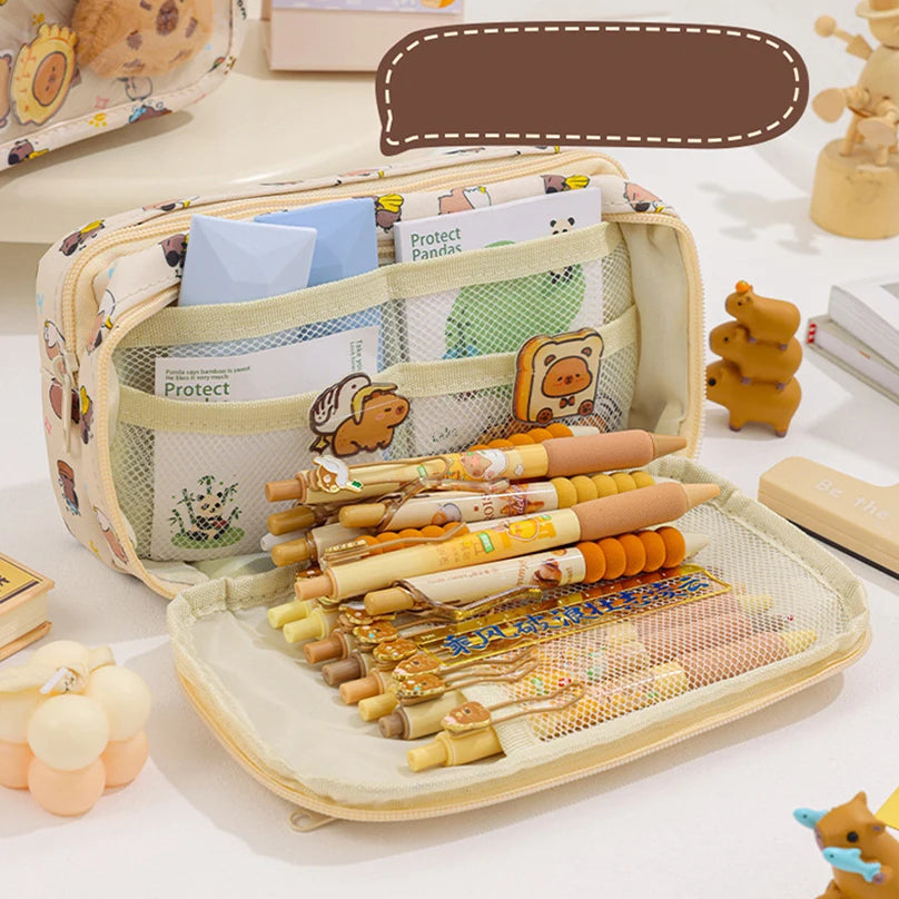 Futurecen  -  9 Pockets Pencil Case Trousse Pencil Cases Cute Stationery Transparent Large Capacity School Supplies Estuche Escolar Pencilcase