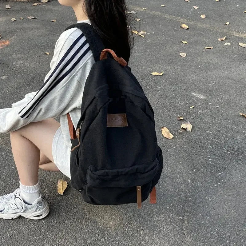 Futurecen  -  fancy bags Korean Preppy Style Vintage School Backpack for College Students Fashion Office Lady Laptop Backpacks Simple Y2k Canvas Backpack