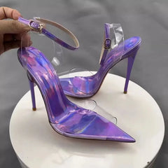 Futurecen  -  Summer New Purple Black Transparent High Heels Pointed Thin Heels PVC Sandals Women's Sexy High Heels