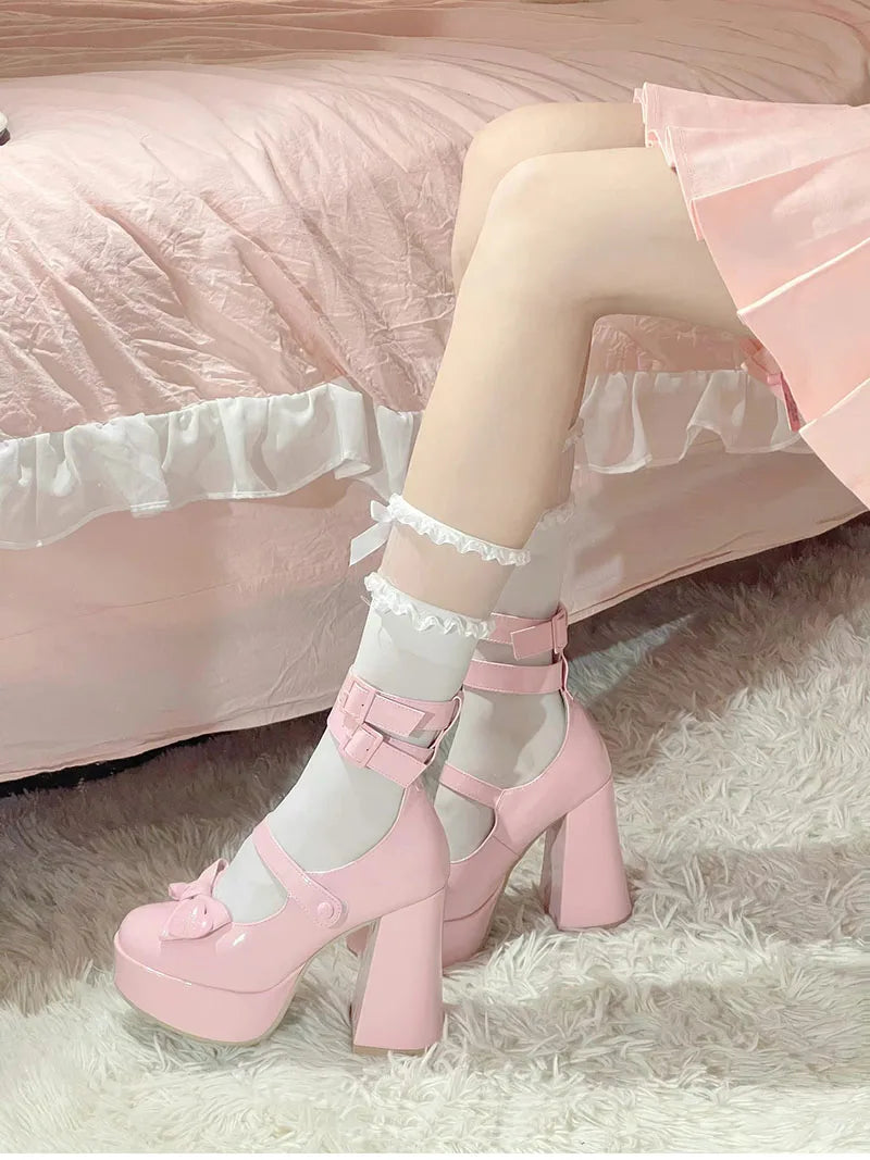 Futurecen Platform Mary Janes Shoes Women Fashion Shallow Japanese Style Women's Girls High Heel Lolita Shoes for Woman