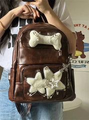 Futurecen  -  fancy bags Y2k Star Patchwork Bone Aesthetic High-capacity School Backpack for Students American Vintage Trendy Streetwear Hottie Backpack