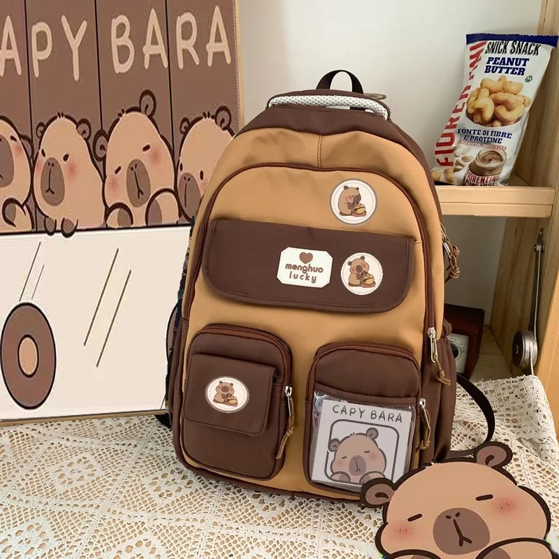 Futurecen  -  fancy bags Capybara Backpack Cute Backpack Plush Schoolbag Cartoon Soft Funny Animal Large Capacity Stuffed Unisex Y2K Aesthetic Backpacks