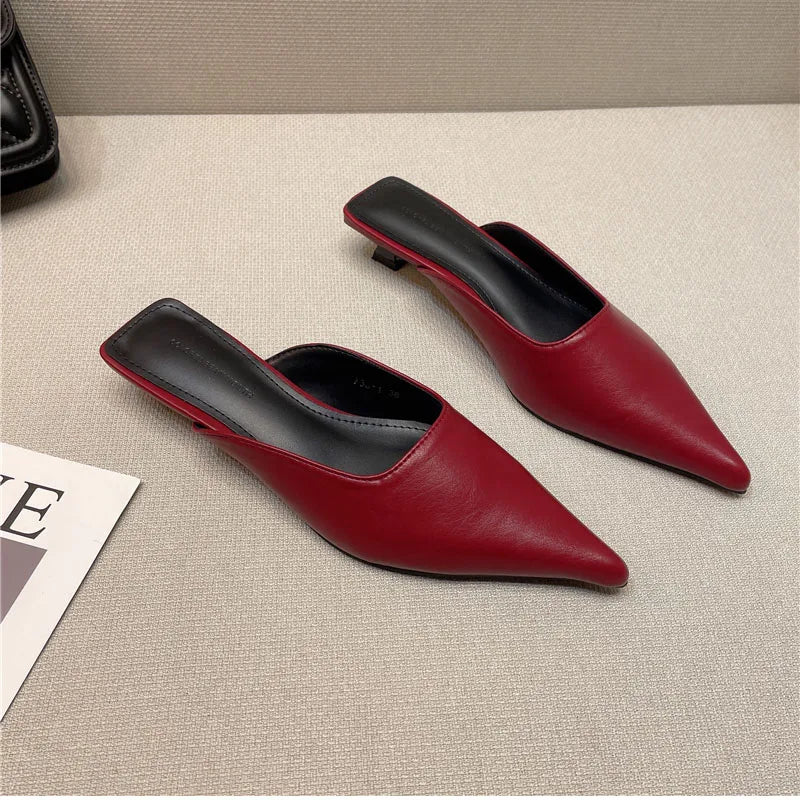 Futurecen Designer Women Pointed Toe Mules Slippers Fashion Shallow Slip On Slides Shoes Ladies Elegant Outdoor Low Heel Shoes