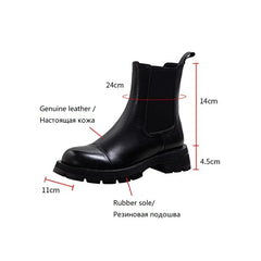 Futurecen  -  Sales Fall/Winter Shoes Women Leather Ankle Boots Women Round Toe Thick Heel Shoes Solid Chelsea Boots Casual Women Boots