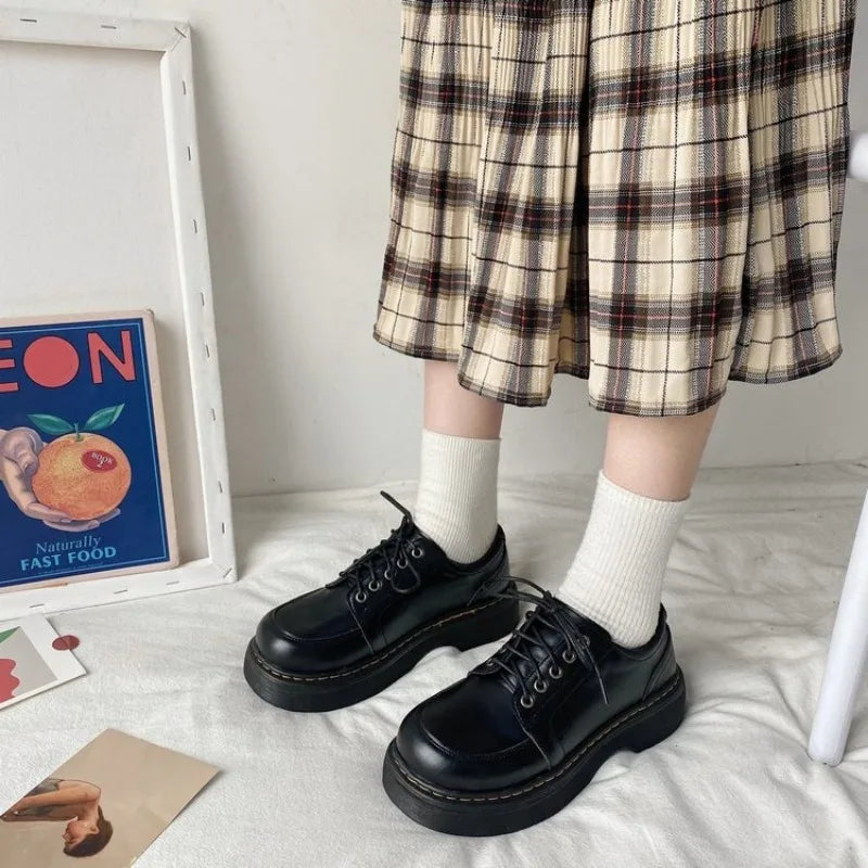 Futurecen Japanese School Uniform shoes Jk Student Shoes Girls Women Kawaii Lolita Soft Girl Round Toe lolita Platform Mary Jane Shoes