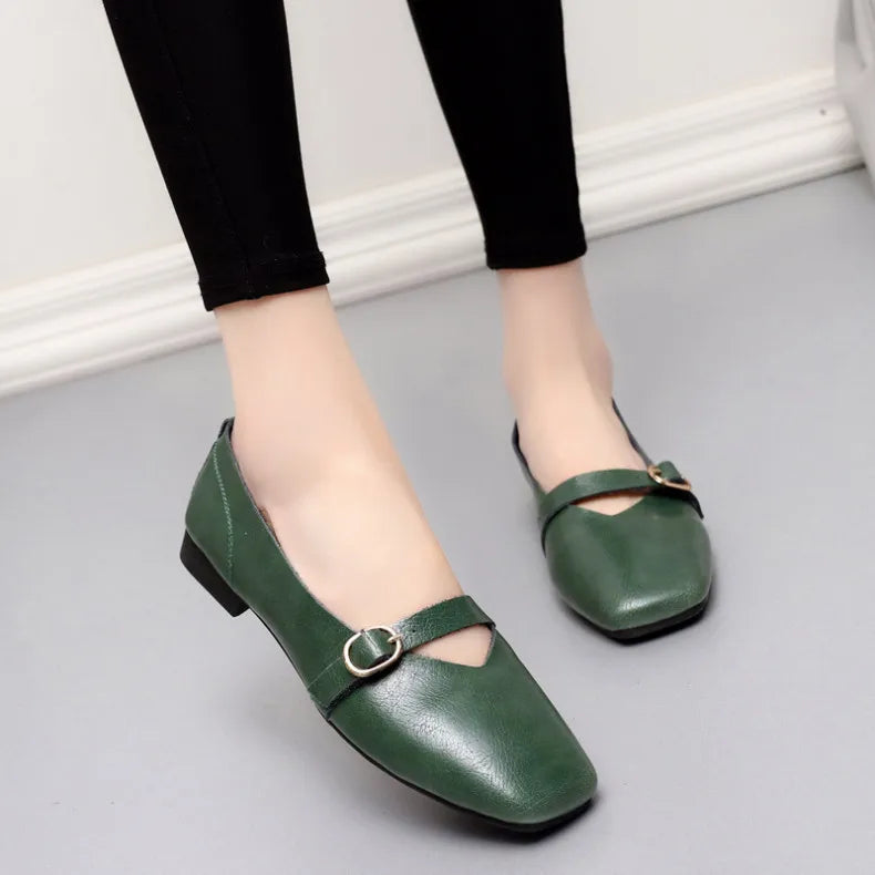 Futurecen  Women flat shoes 2024 spring new genuine leather women casual shoes large size 35-43 comfortable mother shoes women