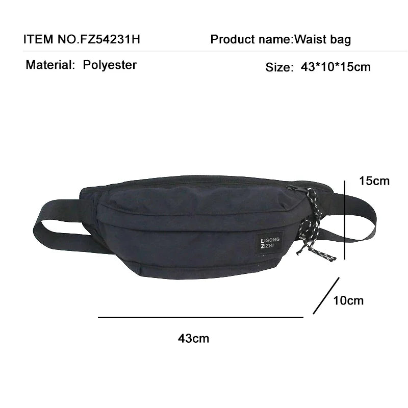 Futurecen  -  Black Waist Bag Women`s Belt Bag Travel Men Fanny Pack Hengreda Hip Bum Bags Female Purse Ladies Belly Pouch for Phone Coins