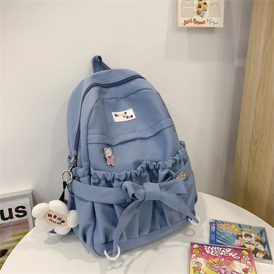 Kawaii Women Backpacks Purses Preppy Style School Book Bag with Badge Travel Bag for Teen Girls Bagpack Large Capacity Rucksack