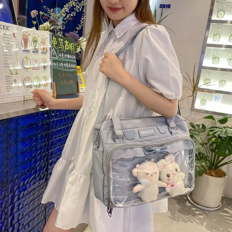 Futurecen  -  outfit ideas Summer Solid See Through Ita Bags Female Fashion Kawaii Japanese Style JK Uniform Women's Bag Trend Shoppers