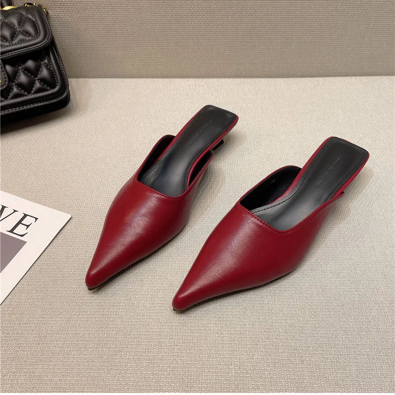 Futurecen Designer Women Pointed Toe Mules Slippers Fashion Shallow Slip On Slides Shoes Ladies Elegant Outdoor Low Heel Shoes