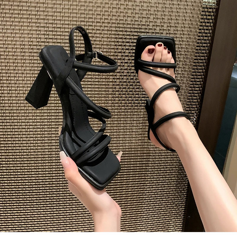 Futurecen Luxury Designer Summer Women Sandals Fashion Elegant Narrow Band Shoes Ladies Outdoor Party Dress High Heel Sandalias