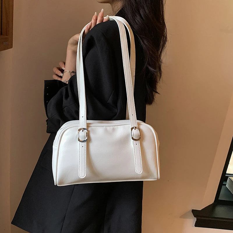 Futurecen  Commuter Shoulder Bags For Women Luxury Designer Handbags Pure Color Mini Boston Bag Big Capacity Pillow Underarm Bag