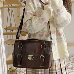 Futurecen Japanese Vintage Solid Preppy Backpacks Girls Casual Students All Match Simple Shoulder Bags Women Trendy Y2k Fashion Handbags