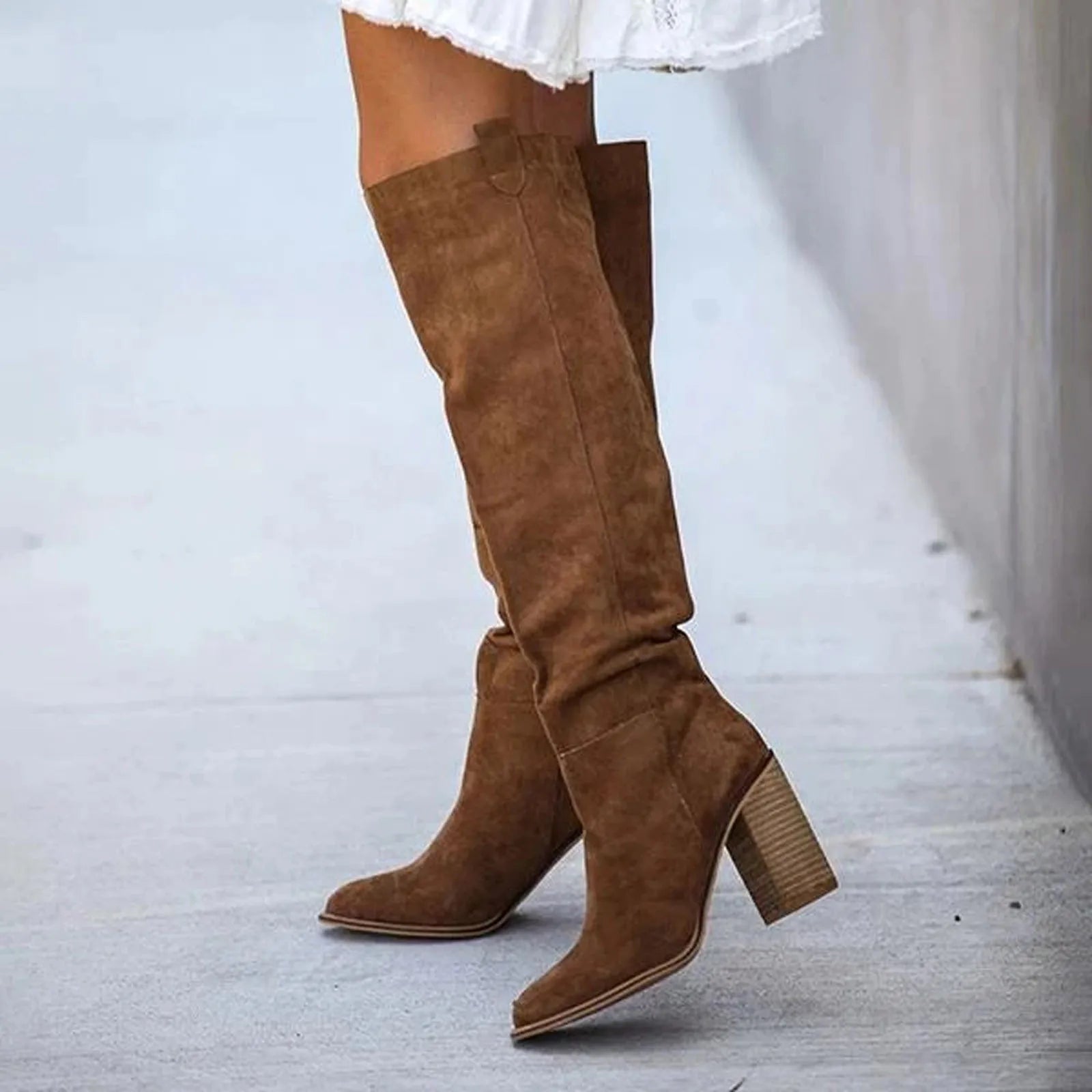 Women Fashion Casual Vintage Retro Long Knee-high Cowboy Boots Square Heel Shoes Boot Woman Bottes Femme Botas De Mujer Zapatos