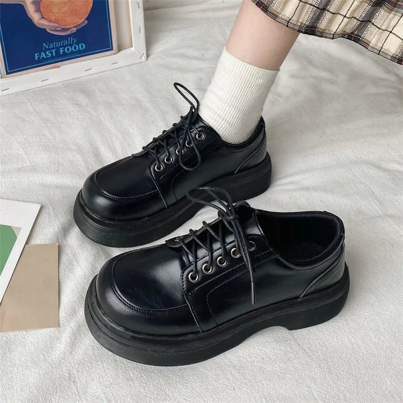 Futurecen Platform Oxfords Women's Shoes Women Heels Platforms Lolita Shoes School Uniform Shoes Student Girls Kawaii Round Toe Mary Janes