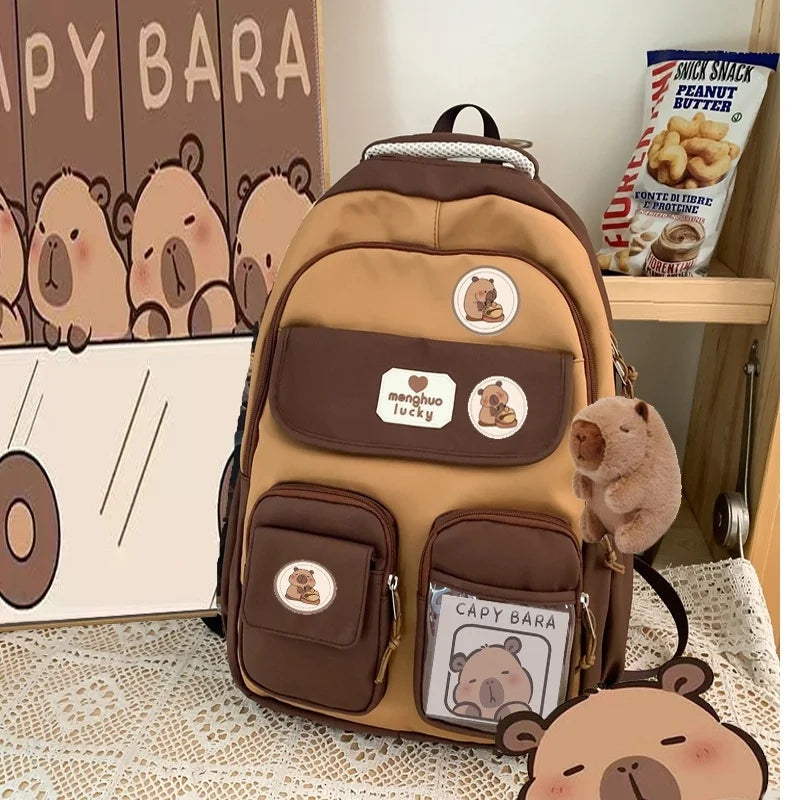 Futurecen  -  fancy bags Capybara Backpack Cute Backpack Plush Schoolbag Cartoon Soft Funny Animal Large Capacity Stuffed Unisex Y2K Aesthetic Backpacks