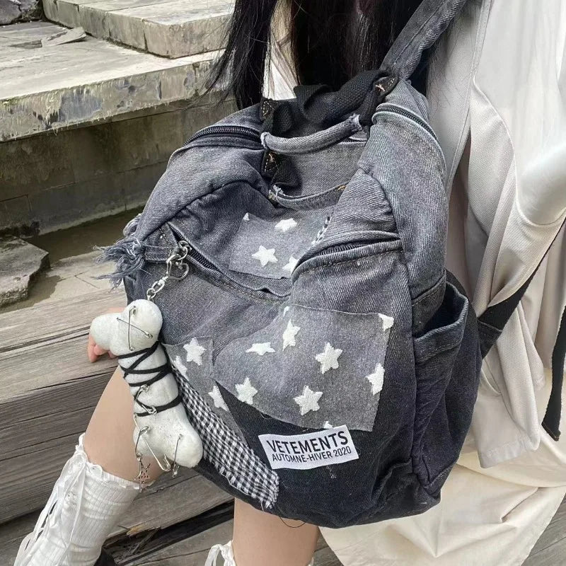 Futurecen  -  Y2k Bag High-capacity Canvas Backpacks for Teenage Summer Fashion Popular Casual School Bag Cool Rucksack Bolsa Mujer