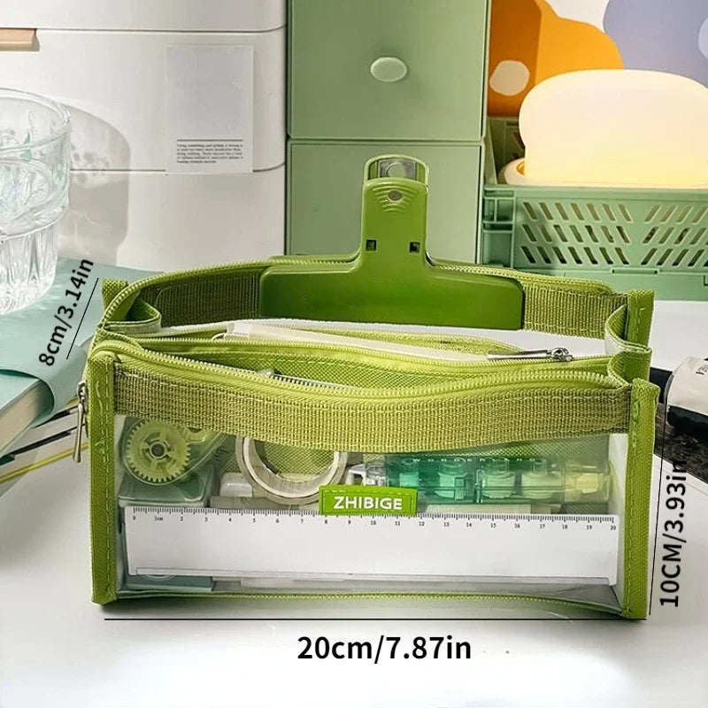 Futurecen 6 Layers Large Capacity Pencils Bag Aesthetic Pen Stationery Supplies Transparent Zipper Pouch for School Girl Pen Case