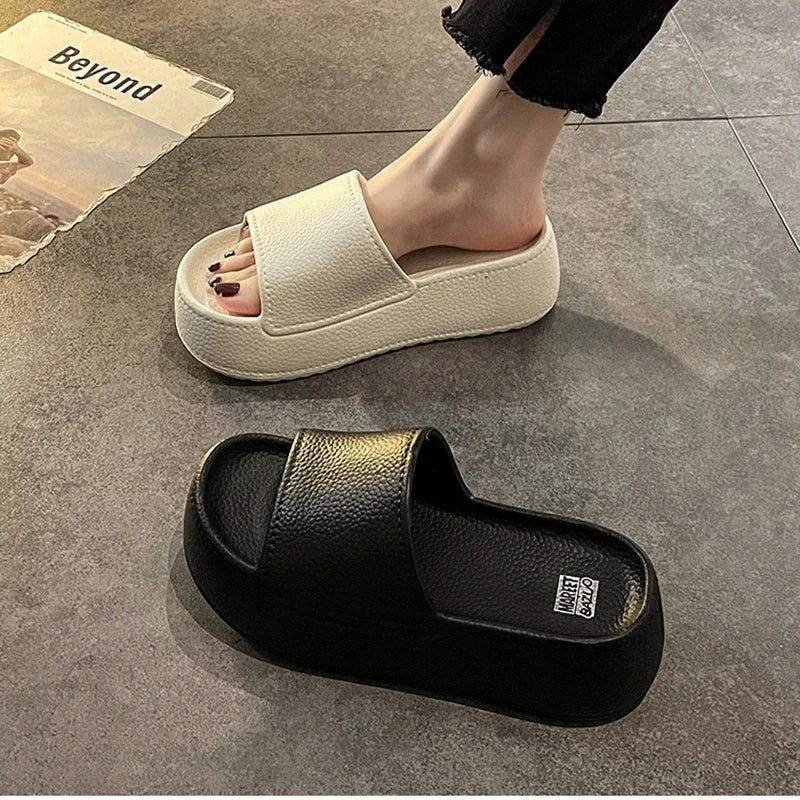 Futurecen Summers Chunky Women Slippers Fashion Elegant Open Toe Platform Flats Soft Sole Slides Ladies Casaul Outdoor Beach Sandalias