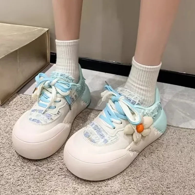 Futurecen  -  New Kawaii Fashion All-match Platform Shoes Sports Style Casual Round Toe Spring Summer Korean Version Sweet Cute Sneakers