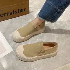 New Loafers Women Spring Shallow Ladies Patchwork Slip On Casual Canvas Shoes Outdoor Walking Running Flats Sneakers