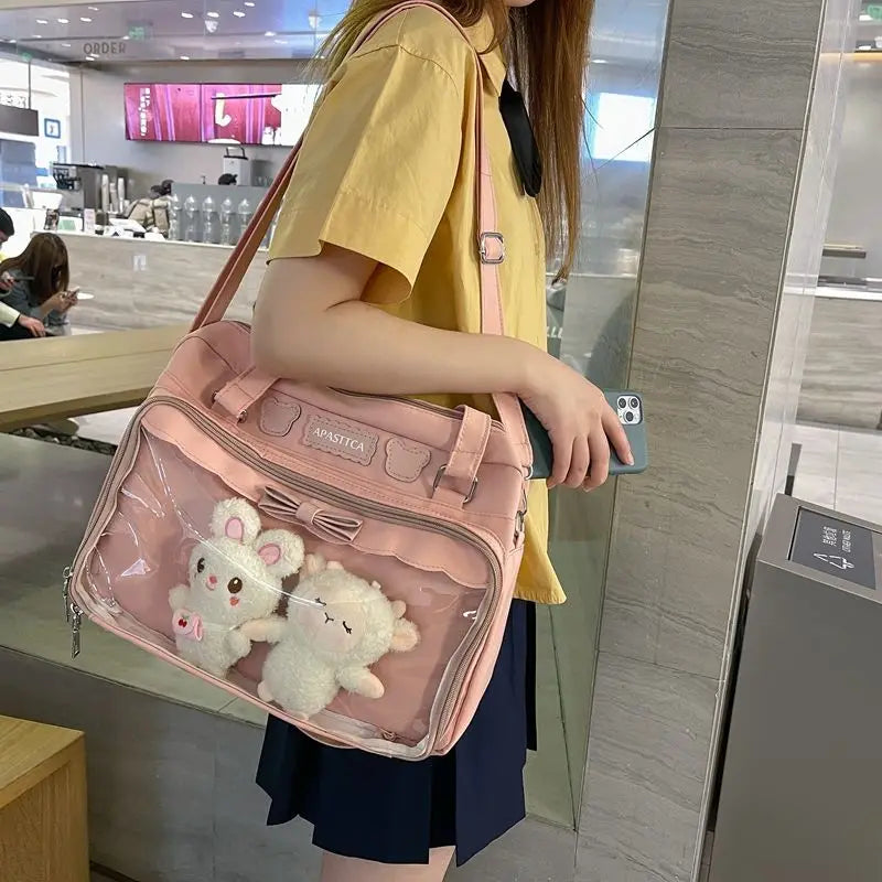 Futurecen  -  outfit ideas Summer Solid See Through Ita Bags Female Fashion Kawaii Japanese Style JK Uniform Women's Bag Trend Shoppers