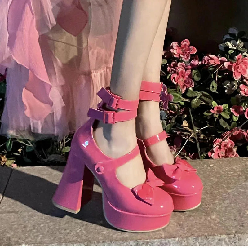 Futurecen Platform Mary Janes Shoes Women Fashion Shallow Japanese Style Women's Girls High Heel Lolita Shoes for Woman