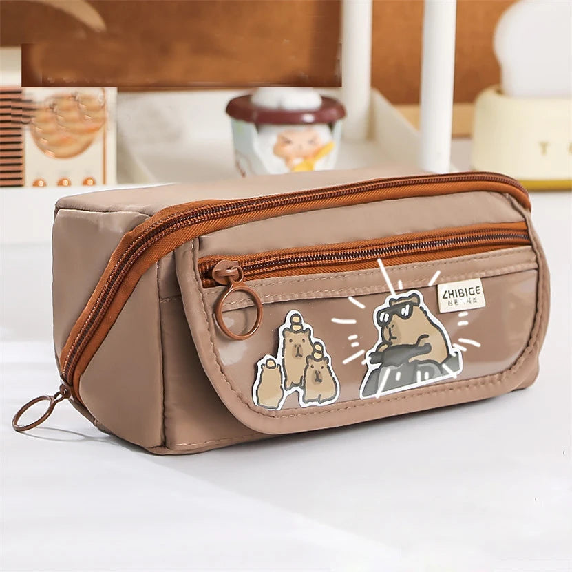 Futurecen Large Capacity Pencil Case Box Transparent Kawaii Bag Standing Stationery Organizer Estuches Asthetic Korean Pouch Kalemlik Girl