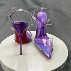 Futurecen  -  Summer New Purple Black Transparent High Heels Pointed Thin Heels PVC Sandals Women's Sexy High Heels